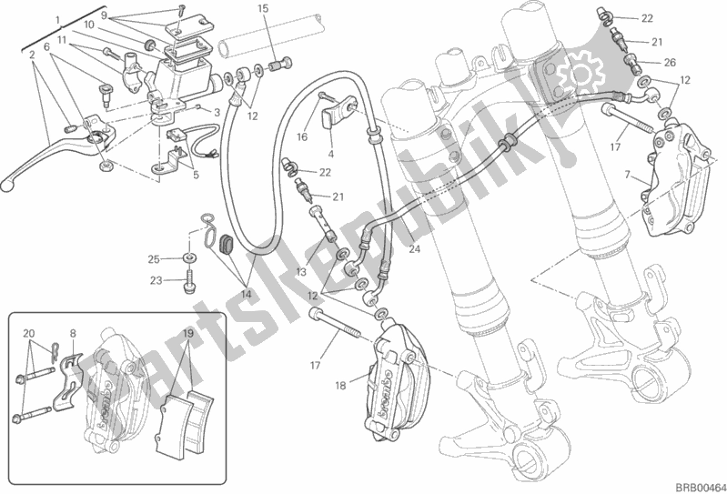 Todas as partes de Sistema De Freio Dianteiro do Ducati Monster 796-DMT 2014